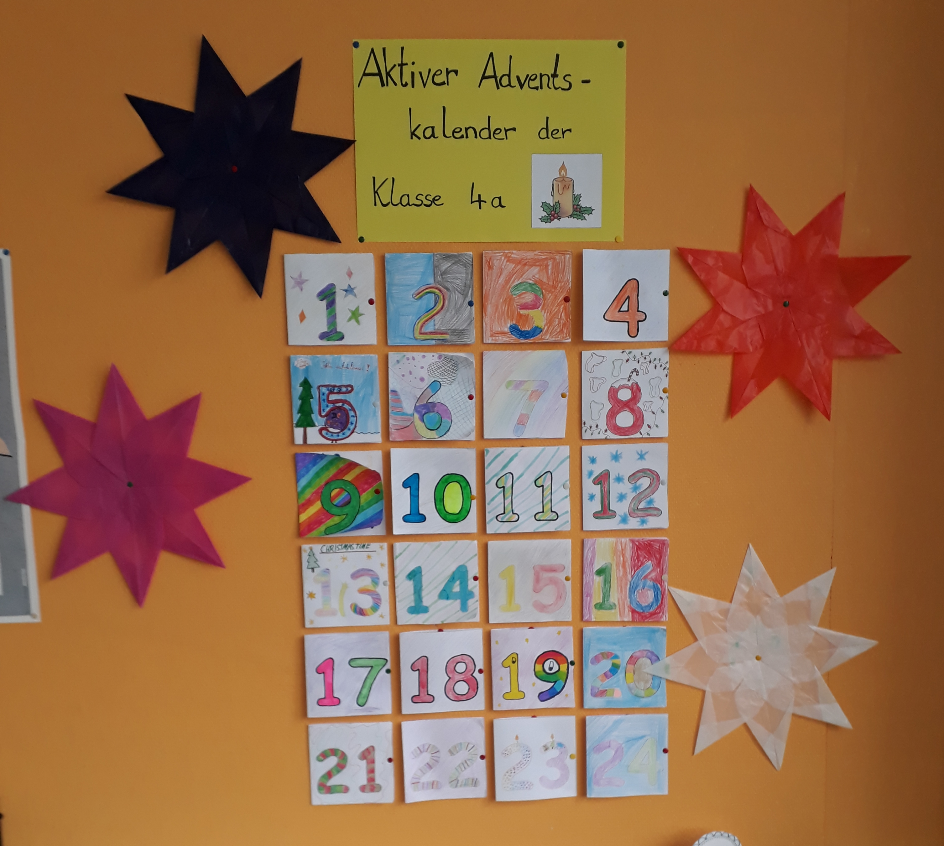 Gelungene Adventsaktion - Aktiver Adventskalender der Klasse 4a
